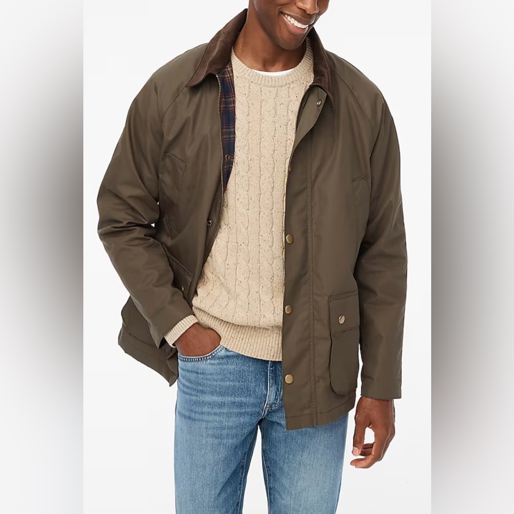 J.Crew Waxed Twill Jacket Catskill Green